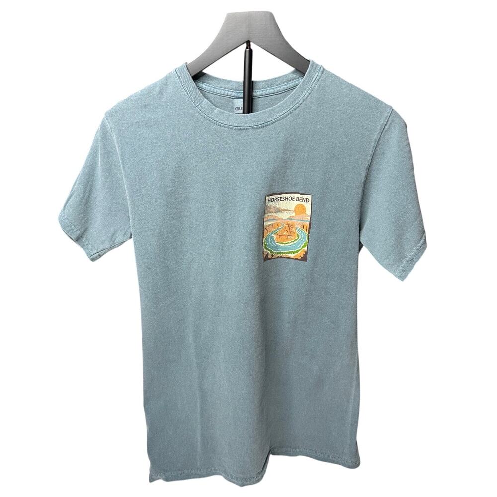 Horseshoe Bend Graphic Tee Blue Gray Outdoor Hiking Souvenir Gorpcore Small - Picture 7 of 13